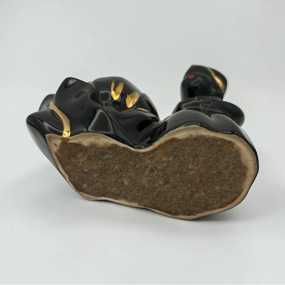 Vintage Blackamoor Ceramic Dutch Girl Figurine Black With Gold Trim Planter MCM